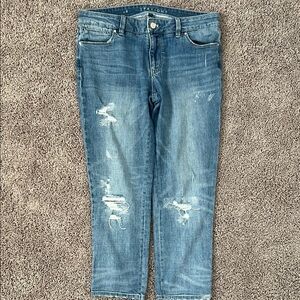 White House Black Market “The Straight” Jeans with Distressed Details